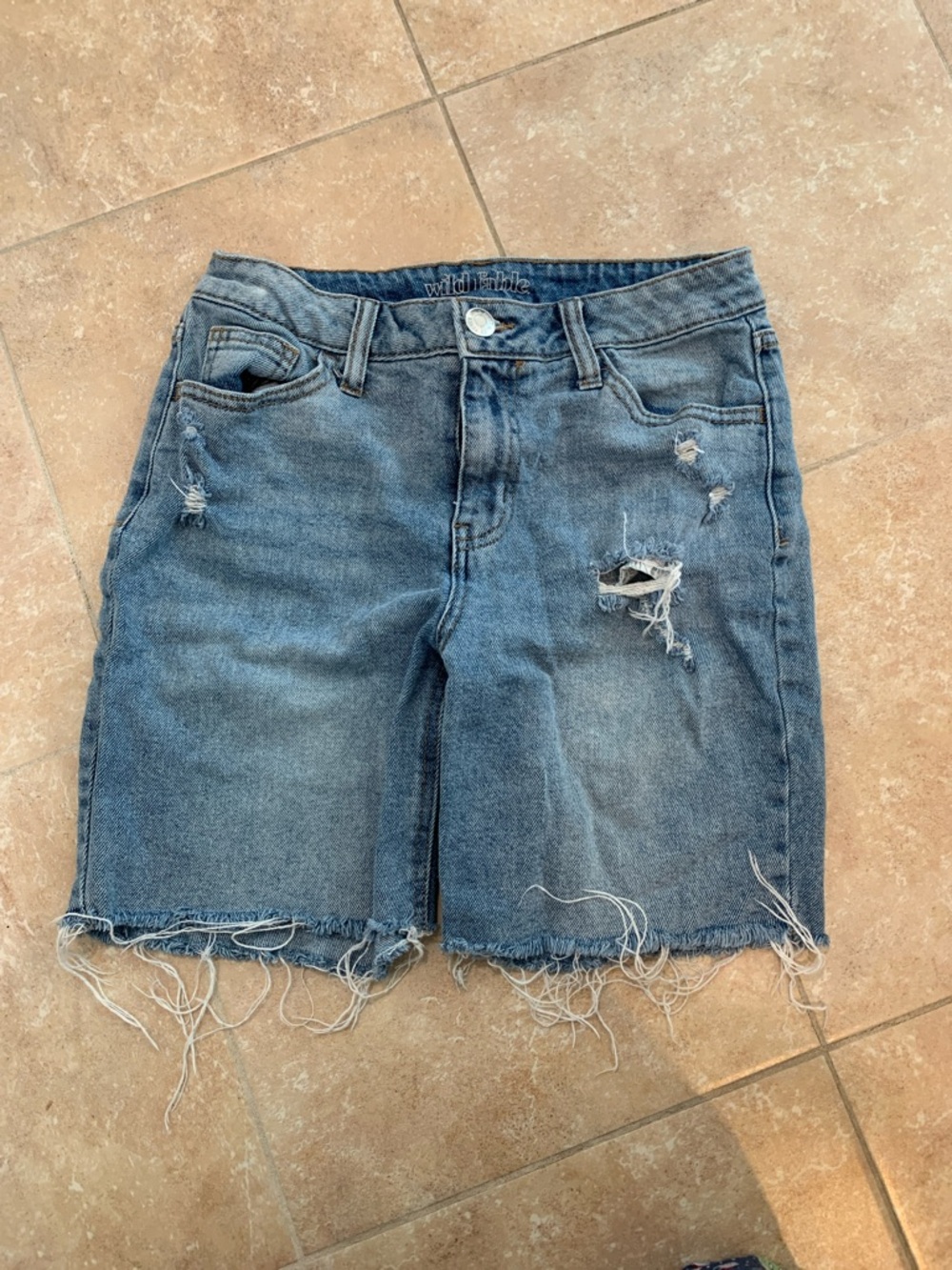 wild fable Distressed Light Blue Denim Bermuda Shorts